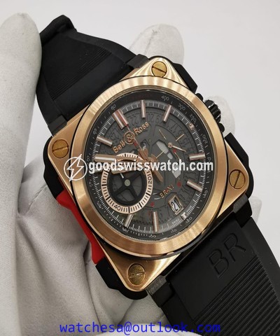 Bell Ross BR-X1 Gold Hight Version on Black Rubber Strap