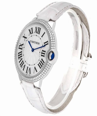 Cartier Silvered Ballon Bleu White Gold Diamond Ladies We902056 Watch