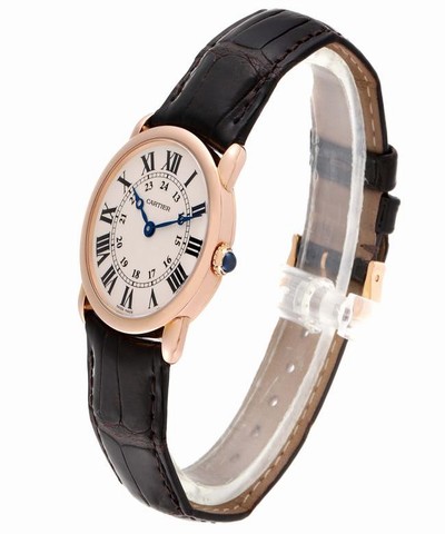 Cartier Silvered Box Ronde Louis Rose Gold Small Ladies W6800151 Papers Watch