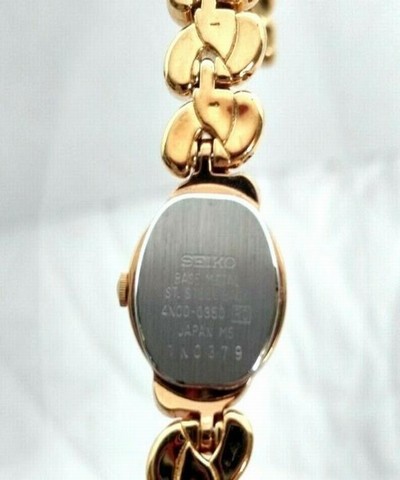 Seiko Gold New Vintage Wristwatch Small Black Dial Face Filled 90s Watch