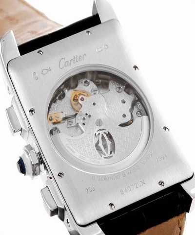 Cartier Silvered XL Tank Americaine Chronograph White Gold Mens W2609456 Watch